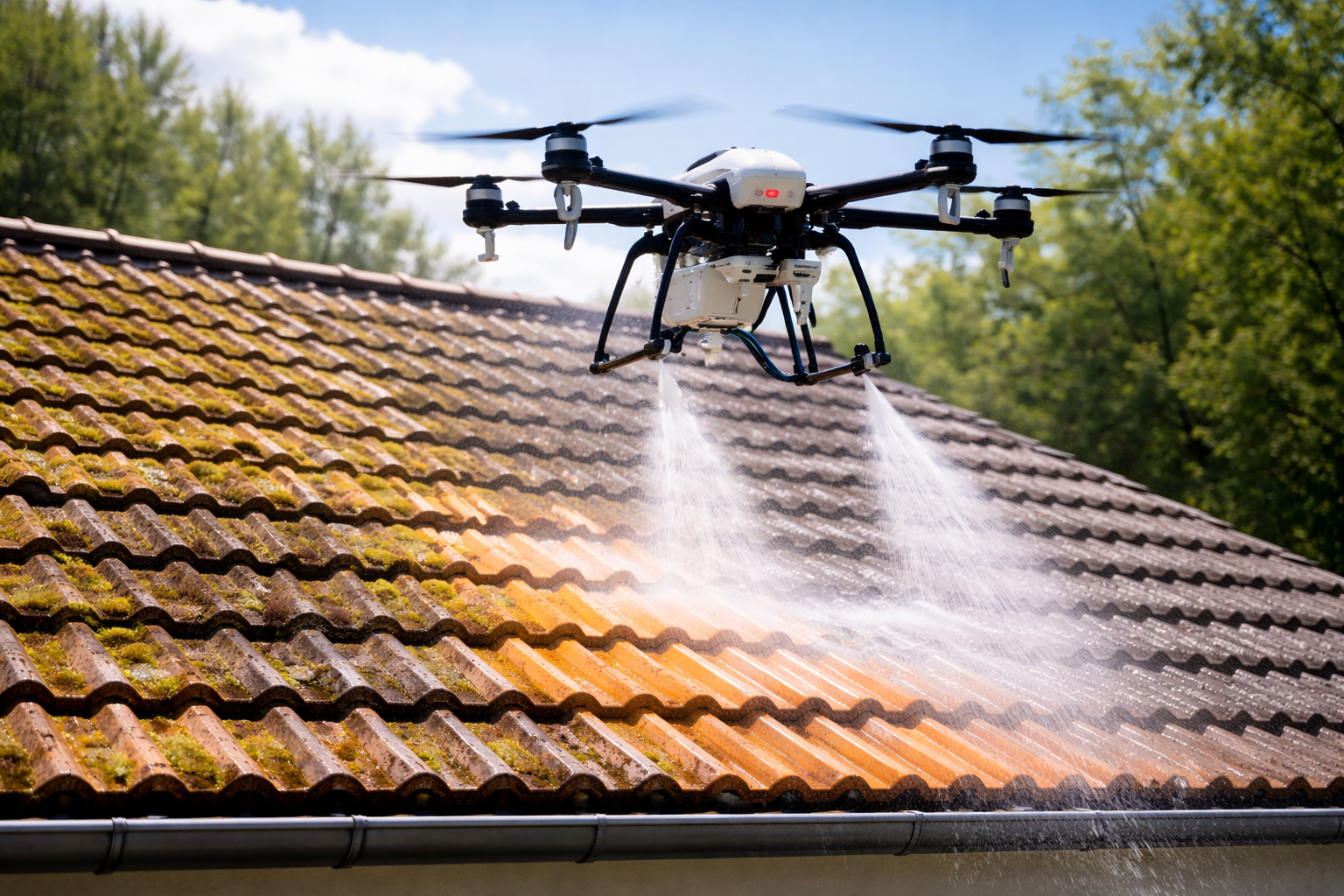 lavage toiture par drone